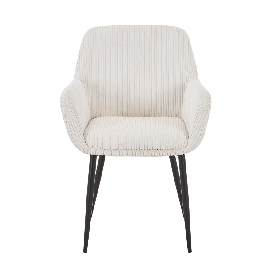 Lot de 2 chaises en velours côtelé beige pieds en métal noir