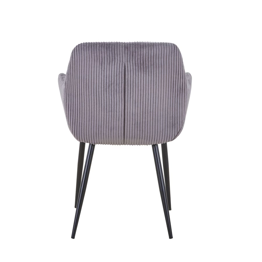 Lot de 2 chaises en velours côtelé gris foncé pieds en métal noir