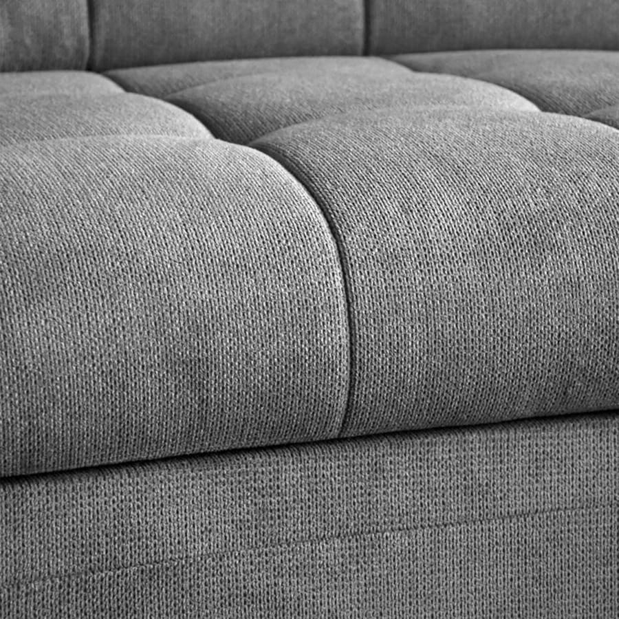 Canapé d'angle convertible avec coffre en tissu gris clair - Angle droit