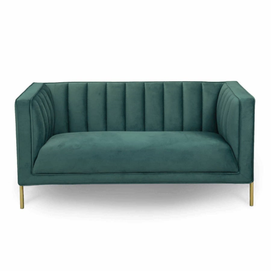 Canap&eacute; en velours de couleur vert 2 places