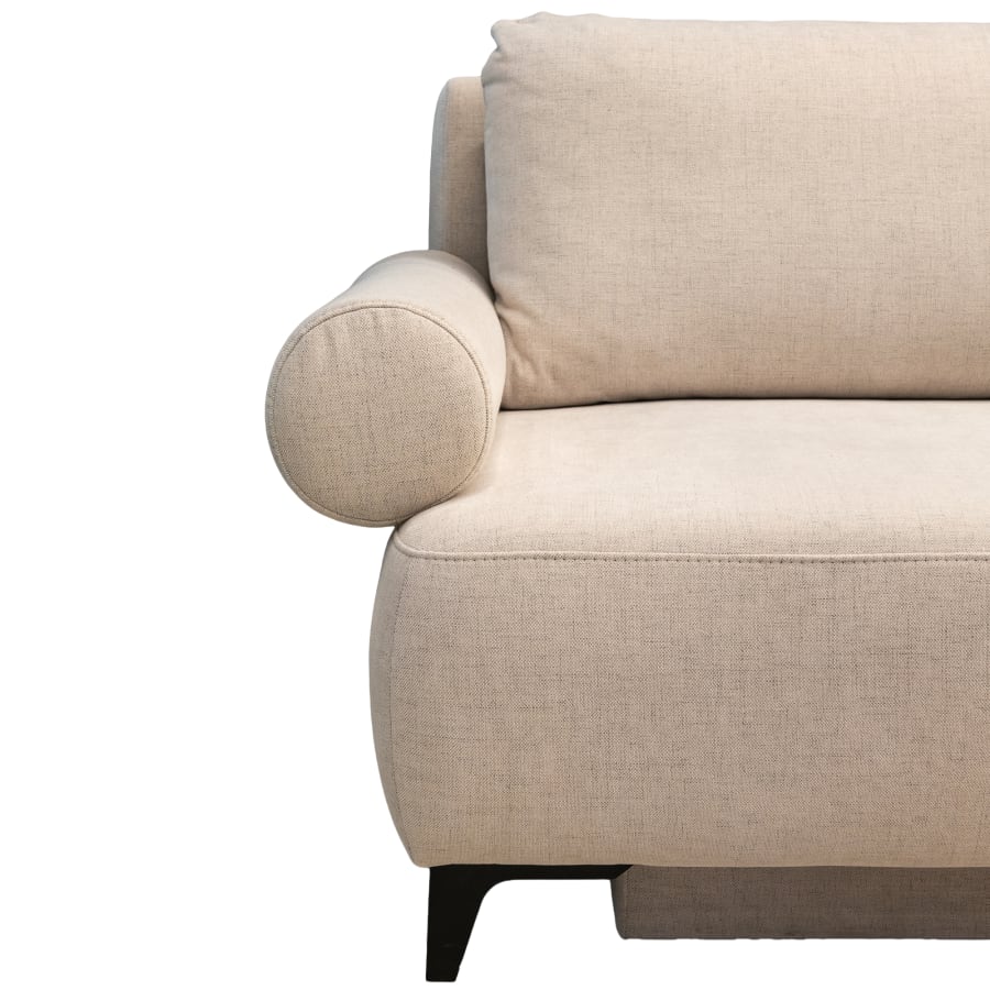 Canap&eacute; 3 places convertible avec coffre en tissu beige