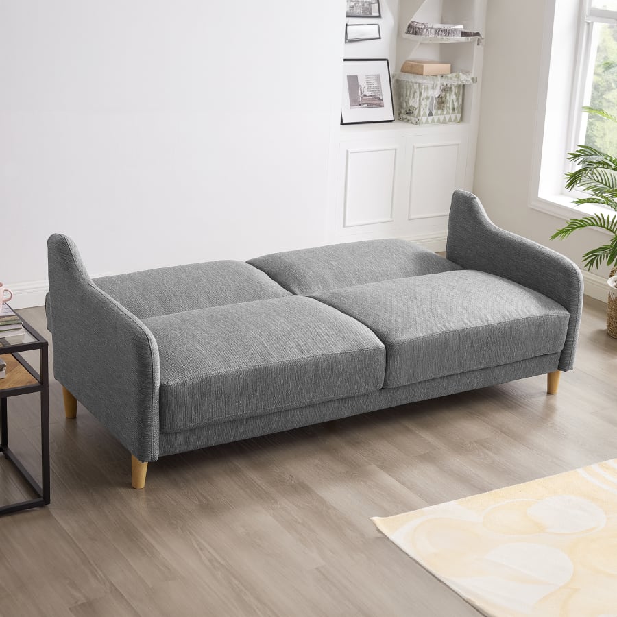 Canapé 3 places convertible en tissu gris foncé