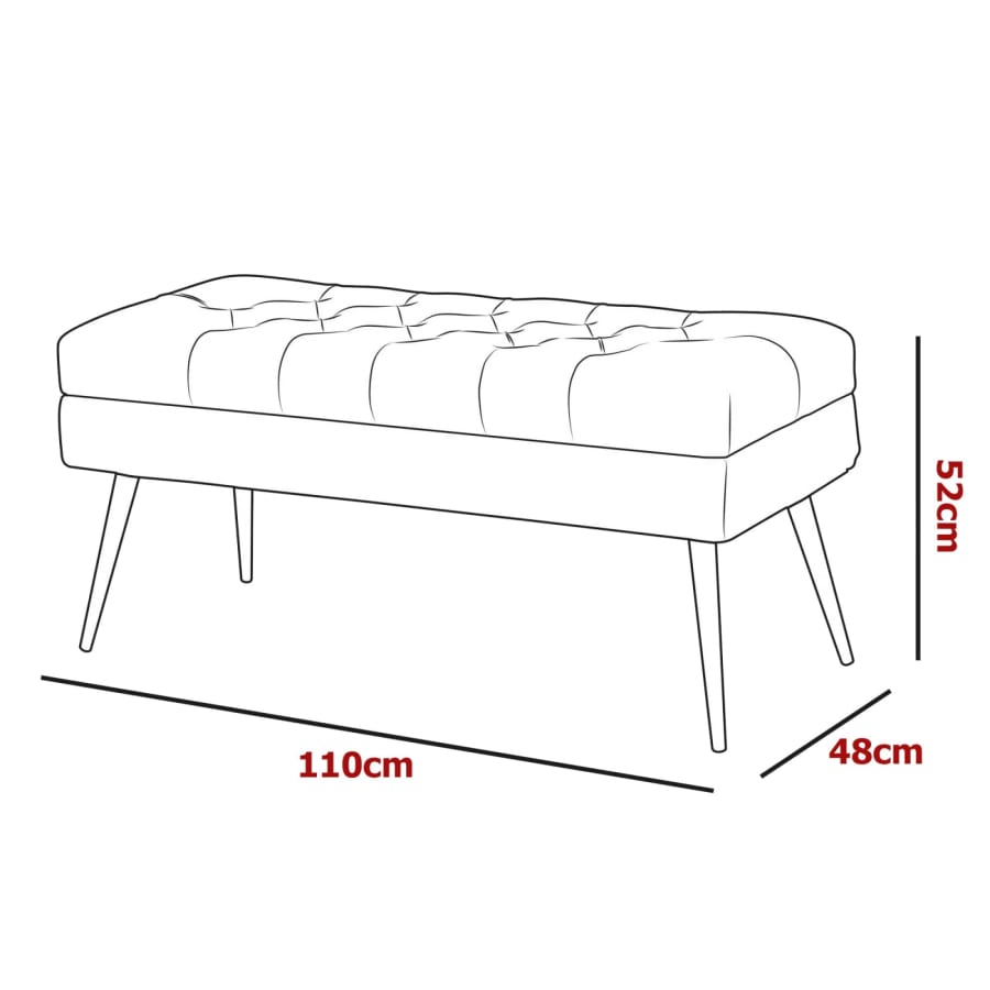 Bout de lit - banquette coffre en velours rouge capitonné