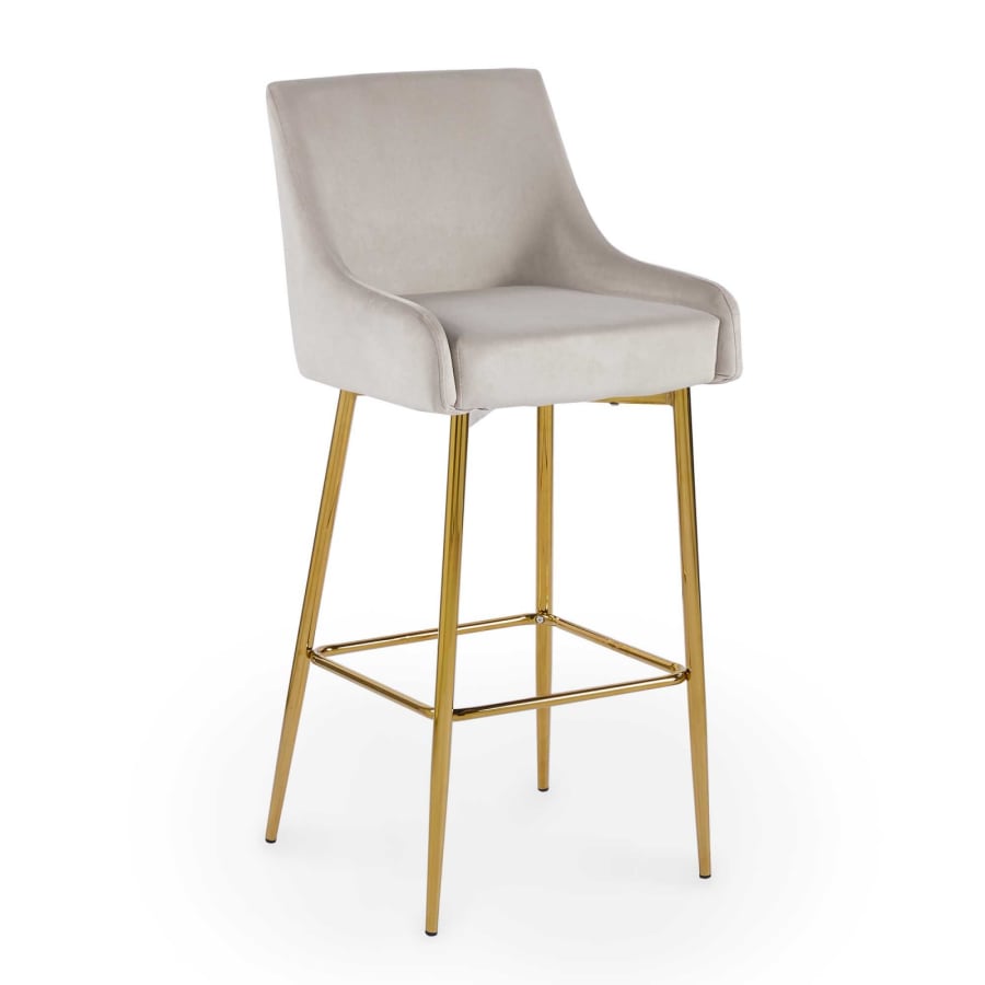 Lot de 2 tabourets de bar design en velours beige