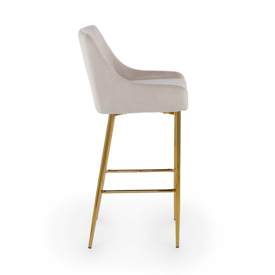 Lot de 2 tabourets de bar design en velours beige