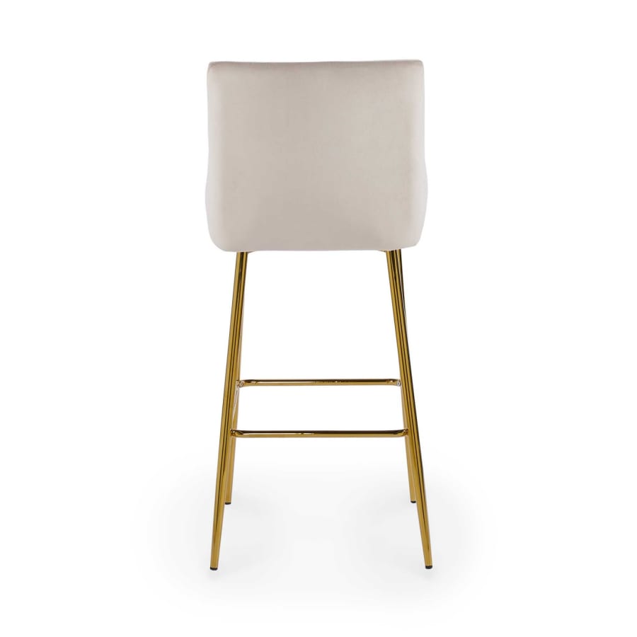 Lot de 2 tabourets de bar design en velours beige
