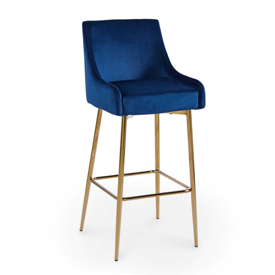 Lot de 2 tabourets de bar design en velours bleu