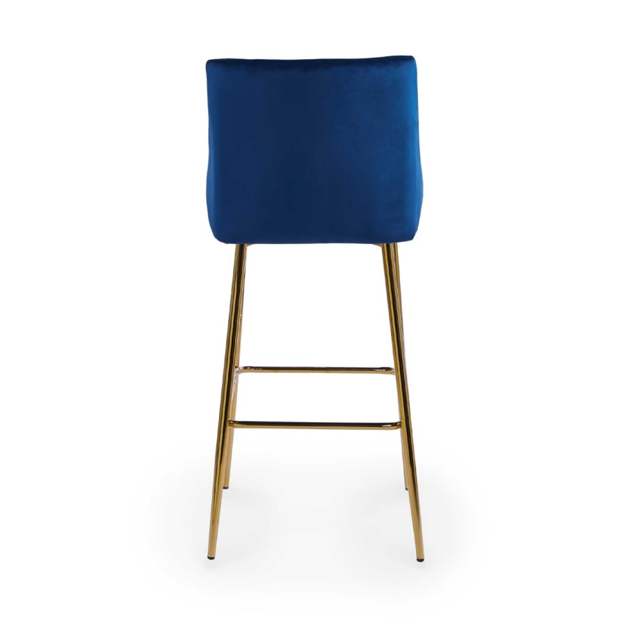 Lot de 2 tabourets de bar design en velours bleu