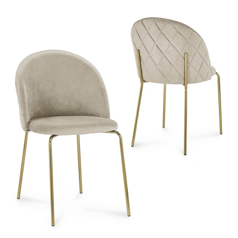 Lot de 2 chaises design en velours beige