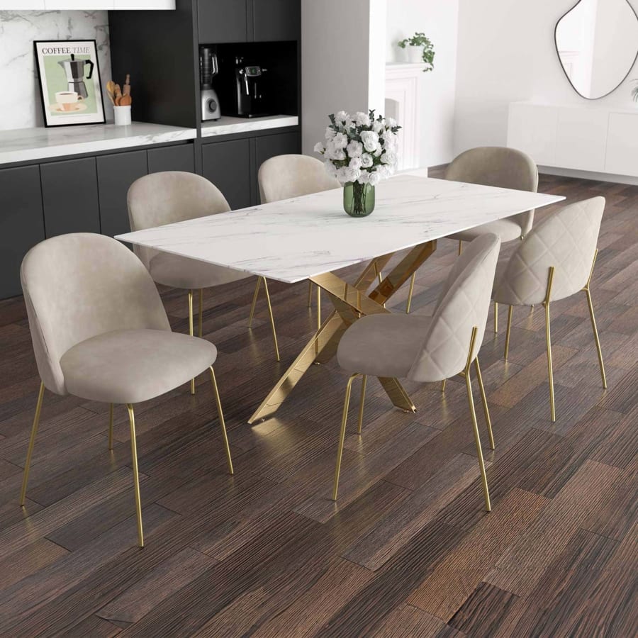 Lot de 2 chaises design en velours beige