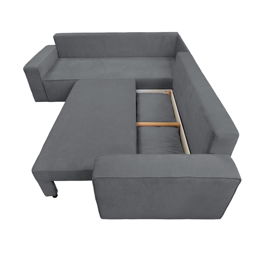 Canapé d'angle convertible en tissu gris foncé - Angle gauche