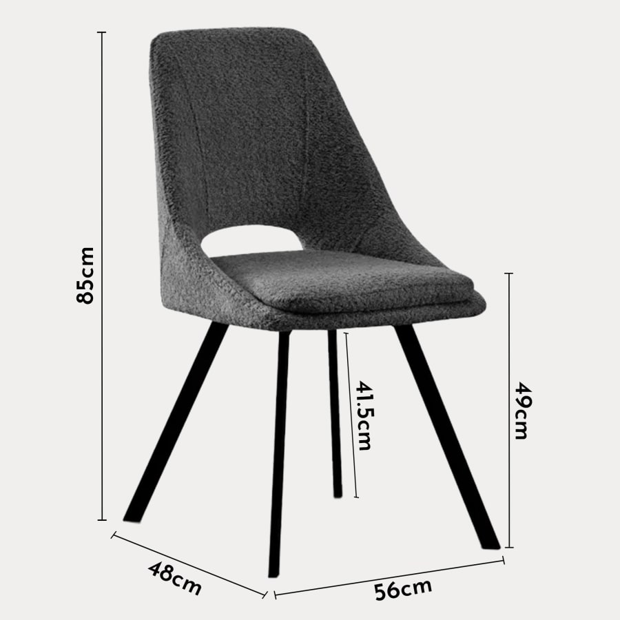 Lot de 2 chaises effet peau de mouton gris foncé