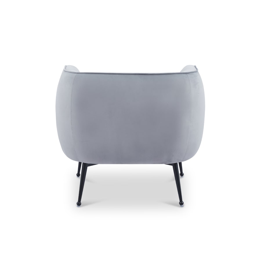 Fauteuil velours gris piètement en métal noir