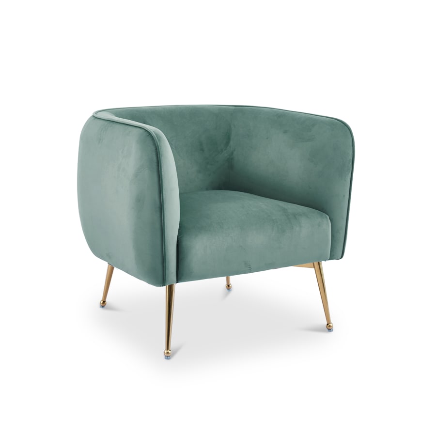 Fauteuil velours vert piètement en métal doré