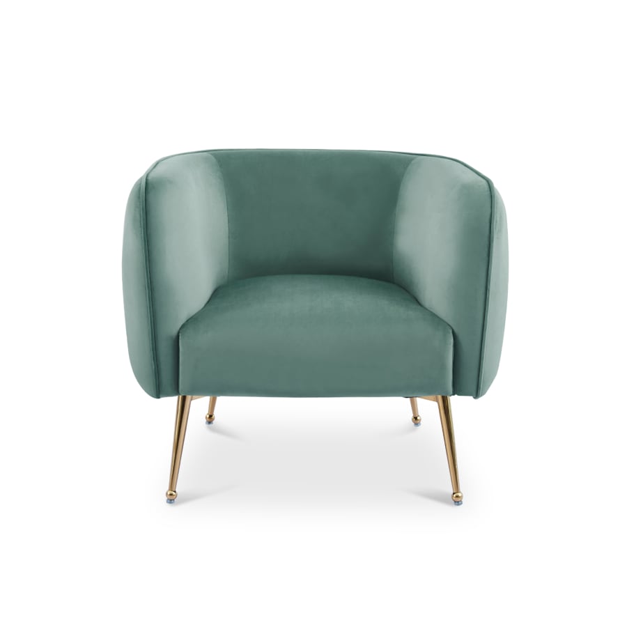 Fauteuil velours vert piètement en métal doré