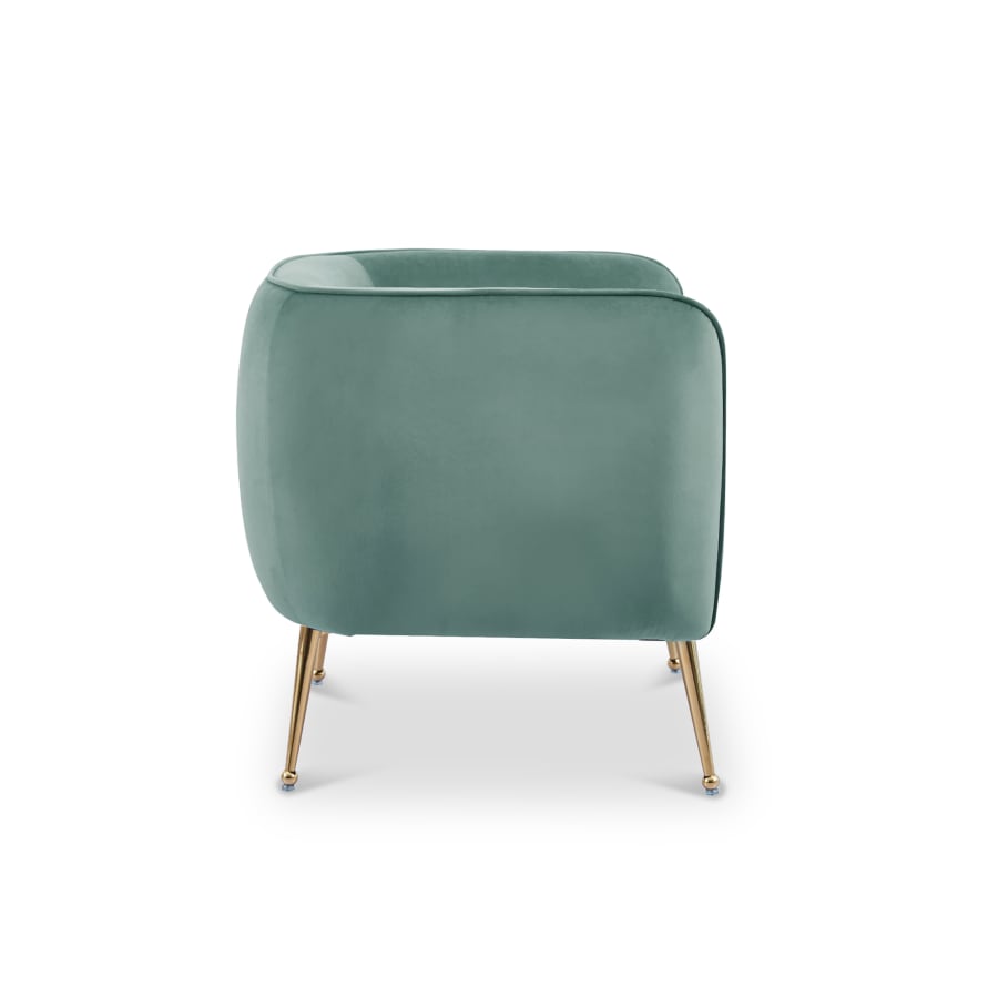 Fauteuil velours vert piètement en métal doré