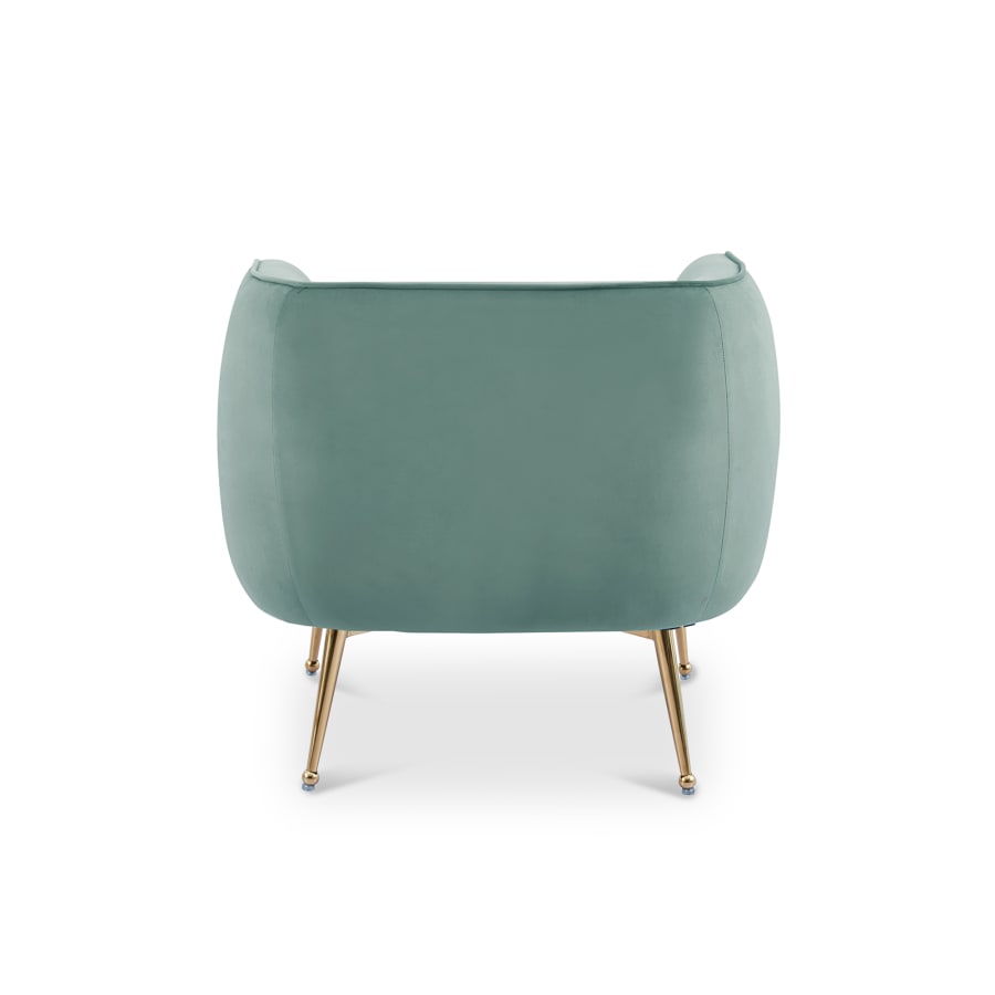 Fauteuil velours vert piètement en métal doré