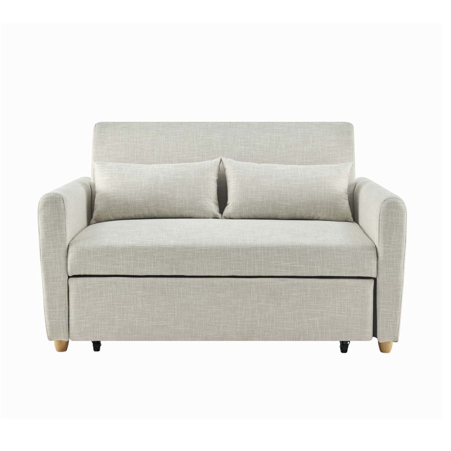 Canap&eacute; 2 places convertible scandinave en tissu beige