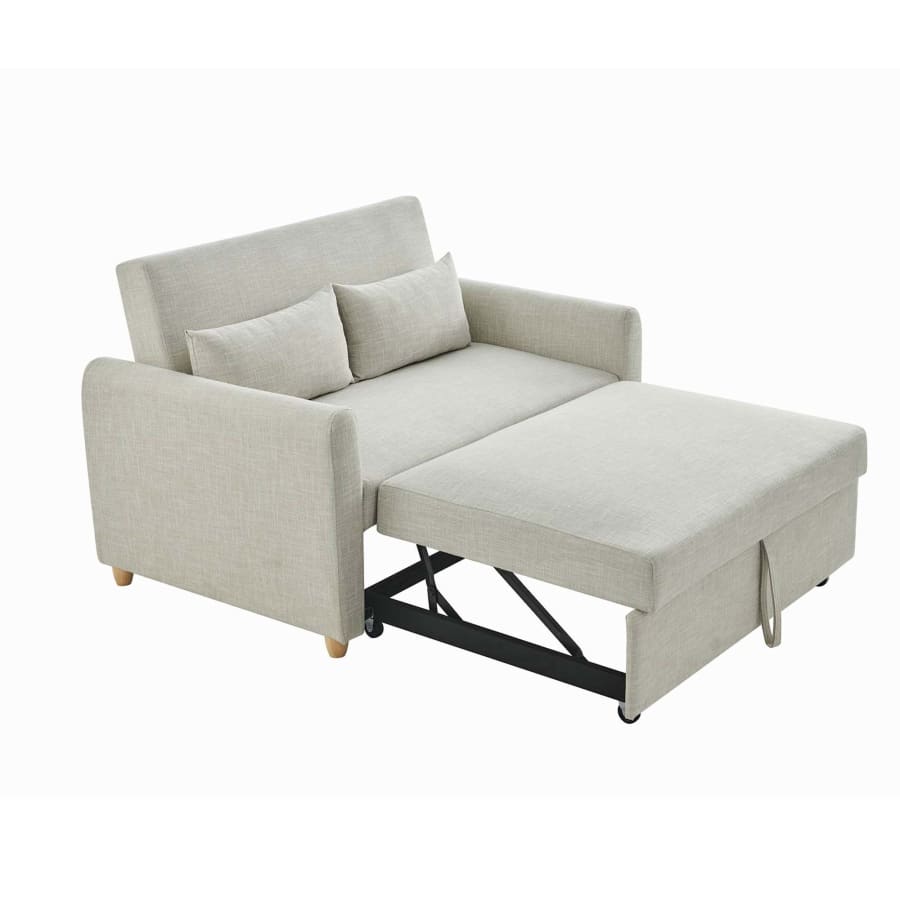 Canap&eacute; 2 places convertible scandinave en tissu beige