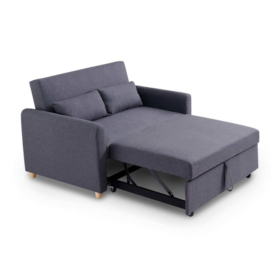 Canap&eacute; 2 places convertible scandinave en tissu gris fonc&eacute;