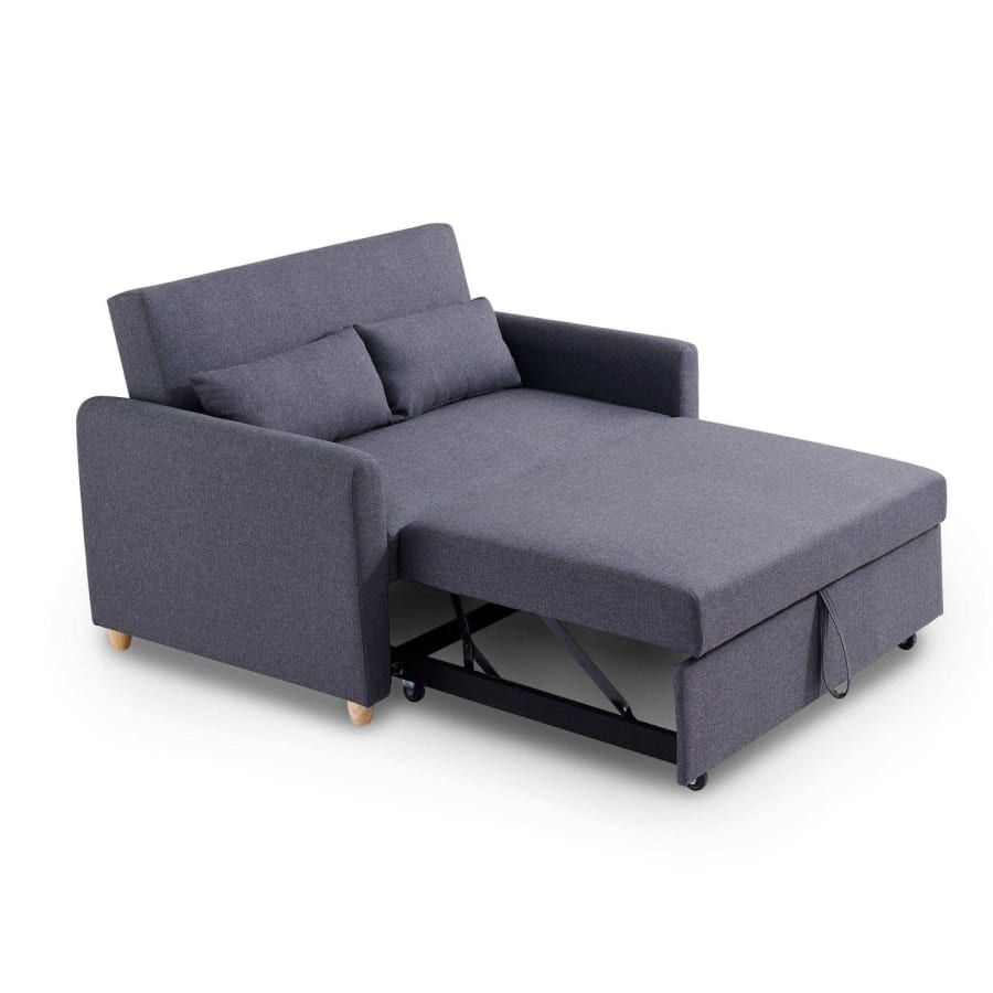 Canapé 2 places convertible scandinave en tissu gris foncé