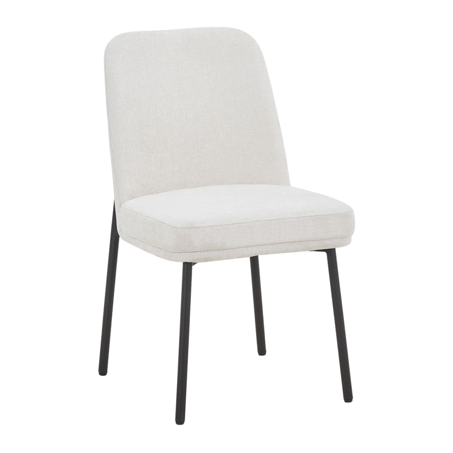 Lot de 2 chaises en tissu blanc écru pieds en métal noir