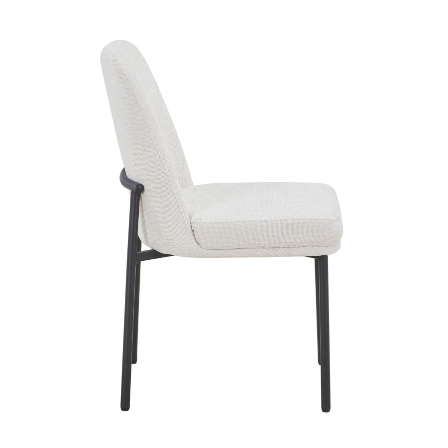 Lot de 2 chaises en tissu blanc écru pieds en métal noir