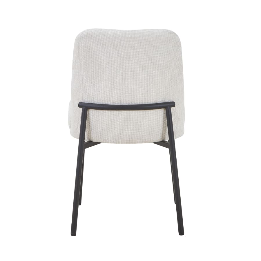 Lot de 2 chaises en tissu blanc écru pieds en métal noir