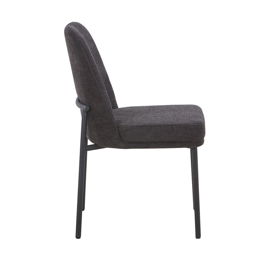 Lot de 2 chaises en tissu gris foncé pieds en métal noir