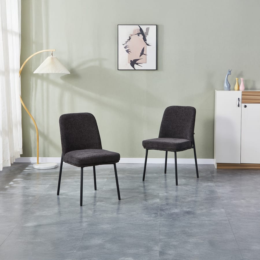 Lot de 2 chaises en tissu gris foncé pieds en métal noir