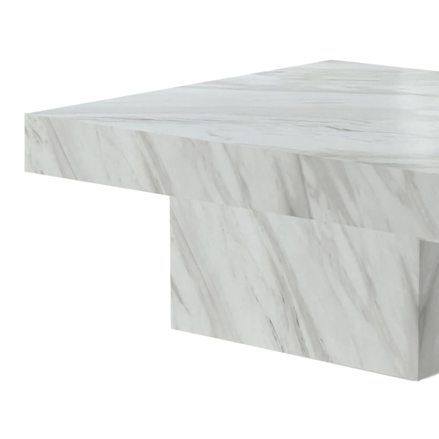 Table basse carrée en marbre d'ingénierie blanc