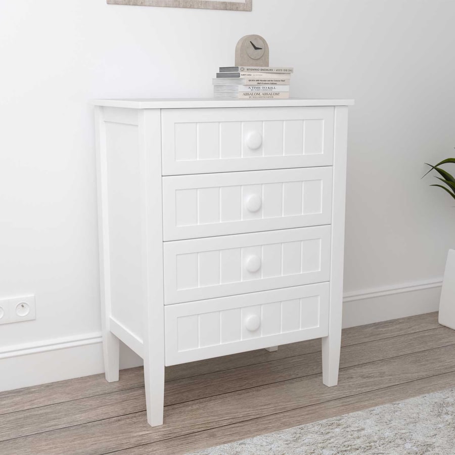 Commode en bois blanc 4 tiroirs