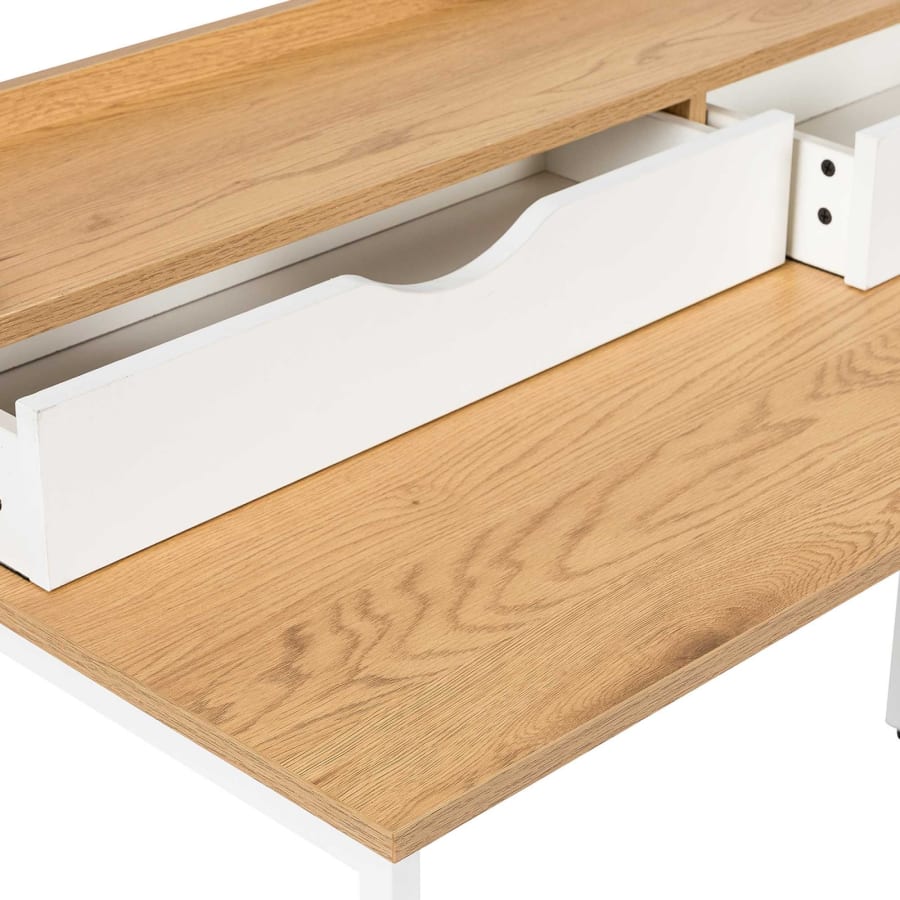 Bureau scandinave avec tiroirs en bois et m&eacute;tal