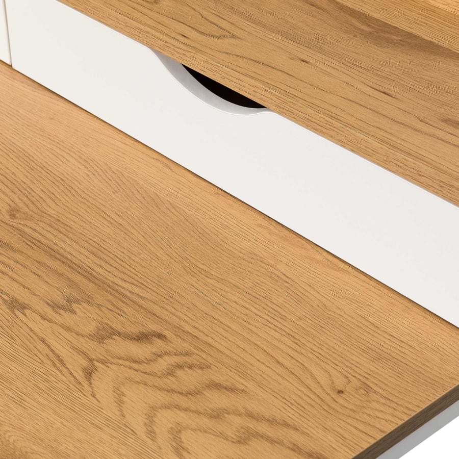 Bureau scandinave avec tiroirs en bois et m&eacute;tal