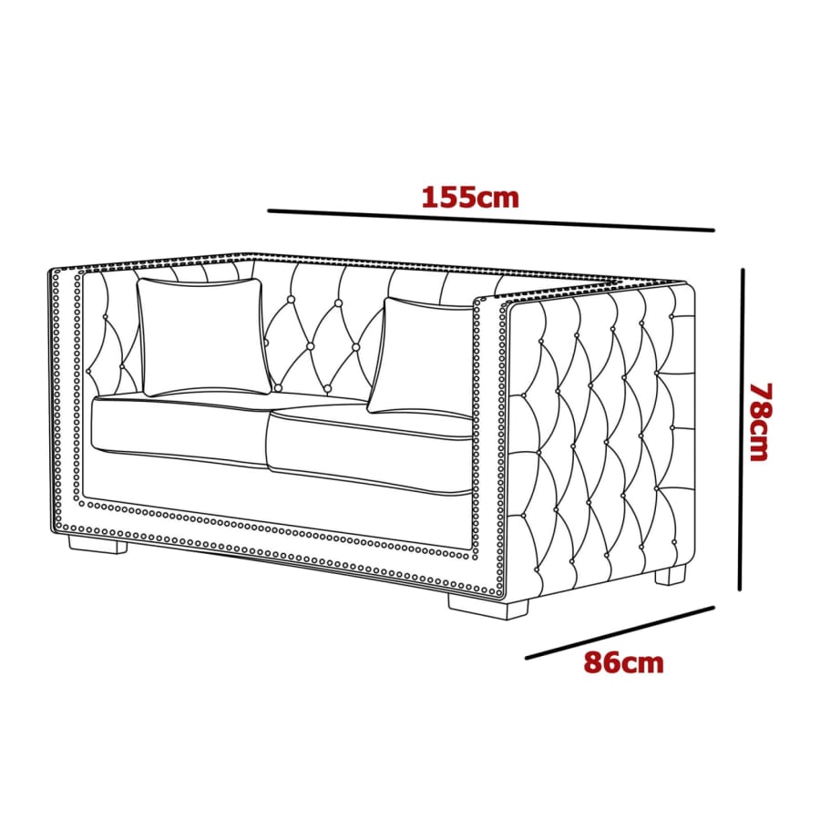 Canap&eacute; chesterfield 2 places en velours beige