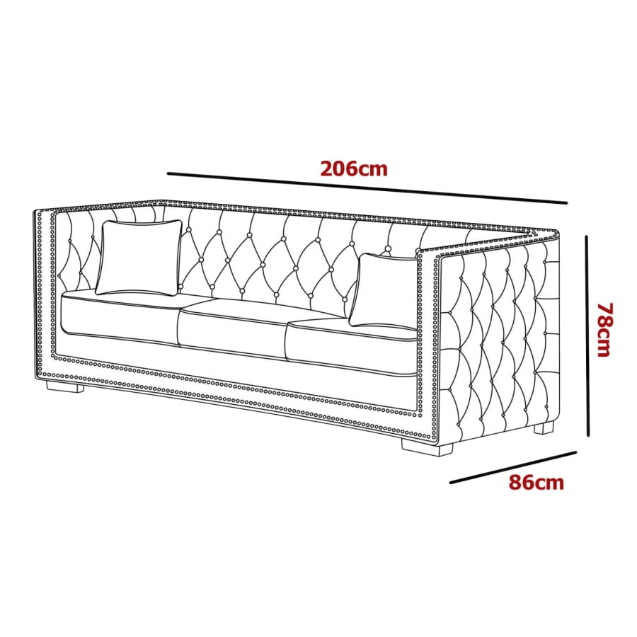 Canap&eacute; chesterfield 3 places en velours beige