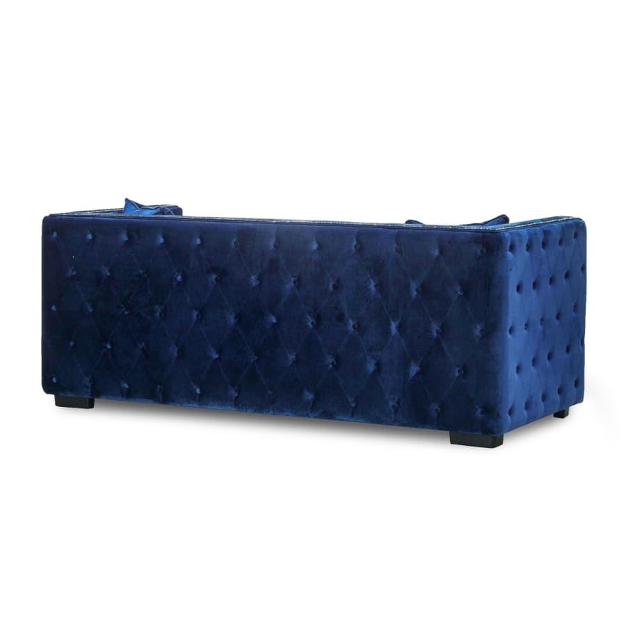 Canapé chesterfield 3 places en velours bleu