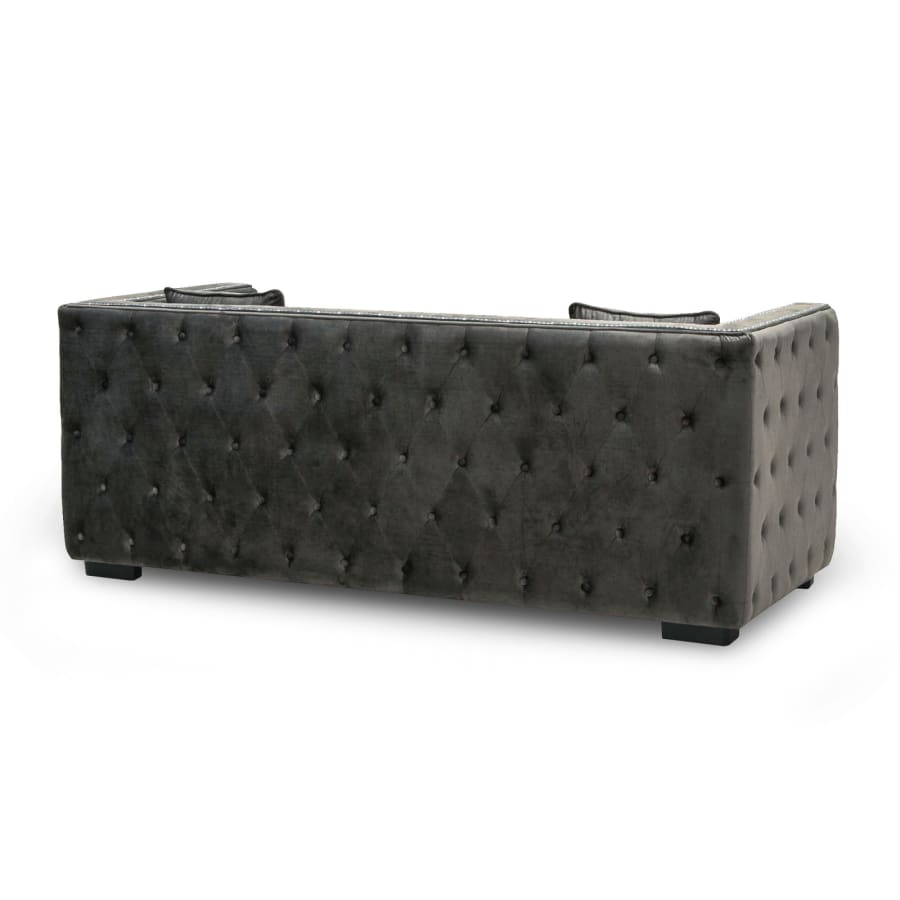 Canapé chesterfield 3 places en velours gris