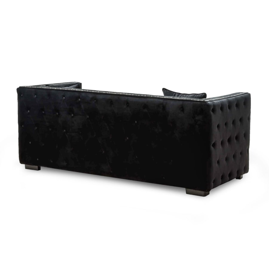 Canapé chesterfield 3 places en velours noir