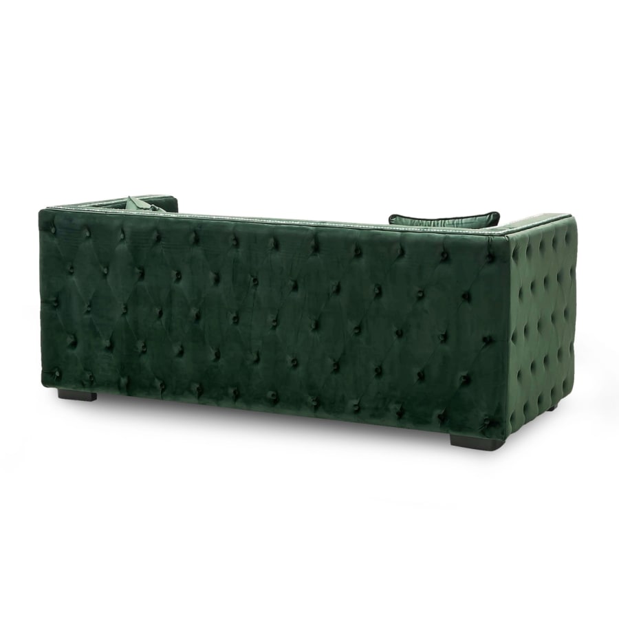 Canapé chesterfield 3 places en velours vert