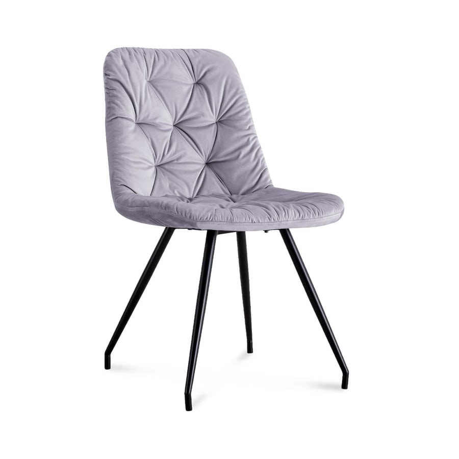 Lot de 4 chaises en velours capitonné gris