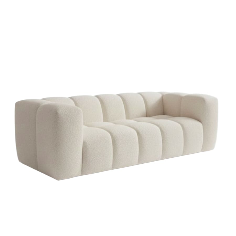 Canap&eacute; 3 places tissu bouclette beige