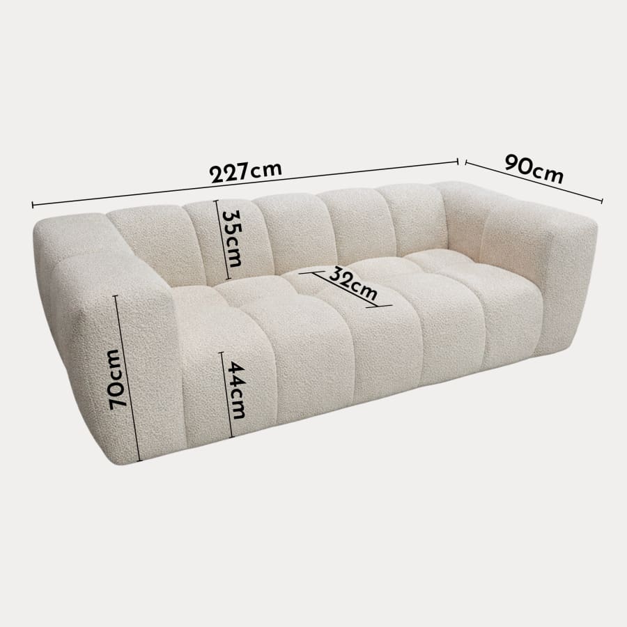 Canap&eacute; 3 places tissu bouclette beige