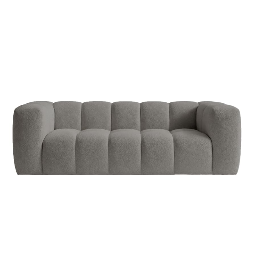 Canap&eacute; 3 places tissu bouclette gris clair