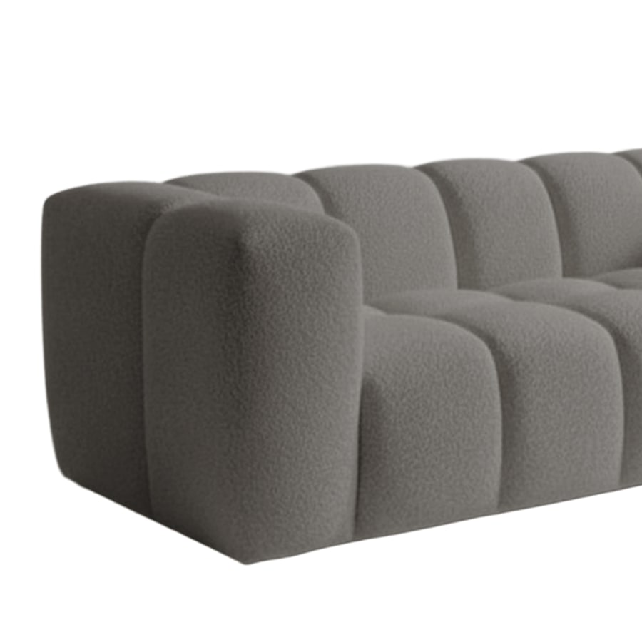 Canap&eacute; 3 places tissu bouclette gris clair