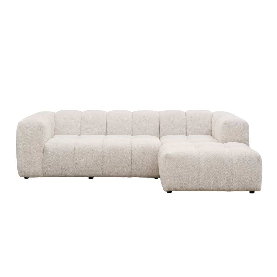 Canap&eacute; d'angle tissu bouclette beige - Angle droit