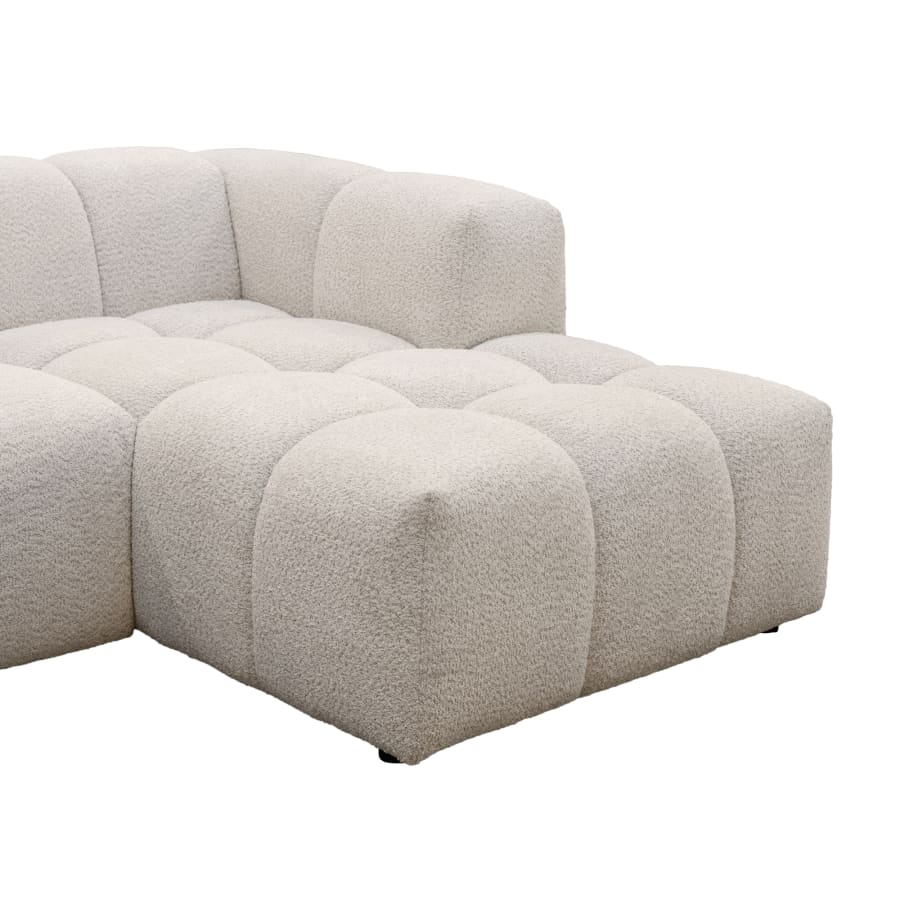 Canap&eacute; d'angle tissu bouclette beige - Angle droit