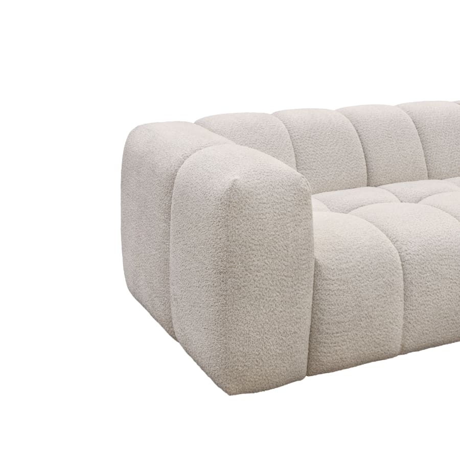 Canap&eacute; d'angle tissu bouclette beige - Angle droit