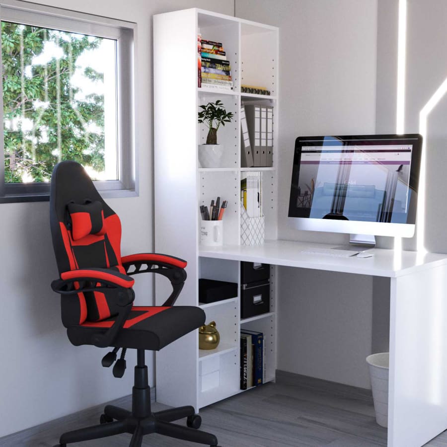 Fauteuil de bureau enfant en tissu noir et rouge