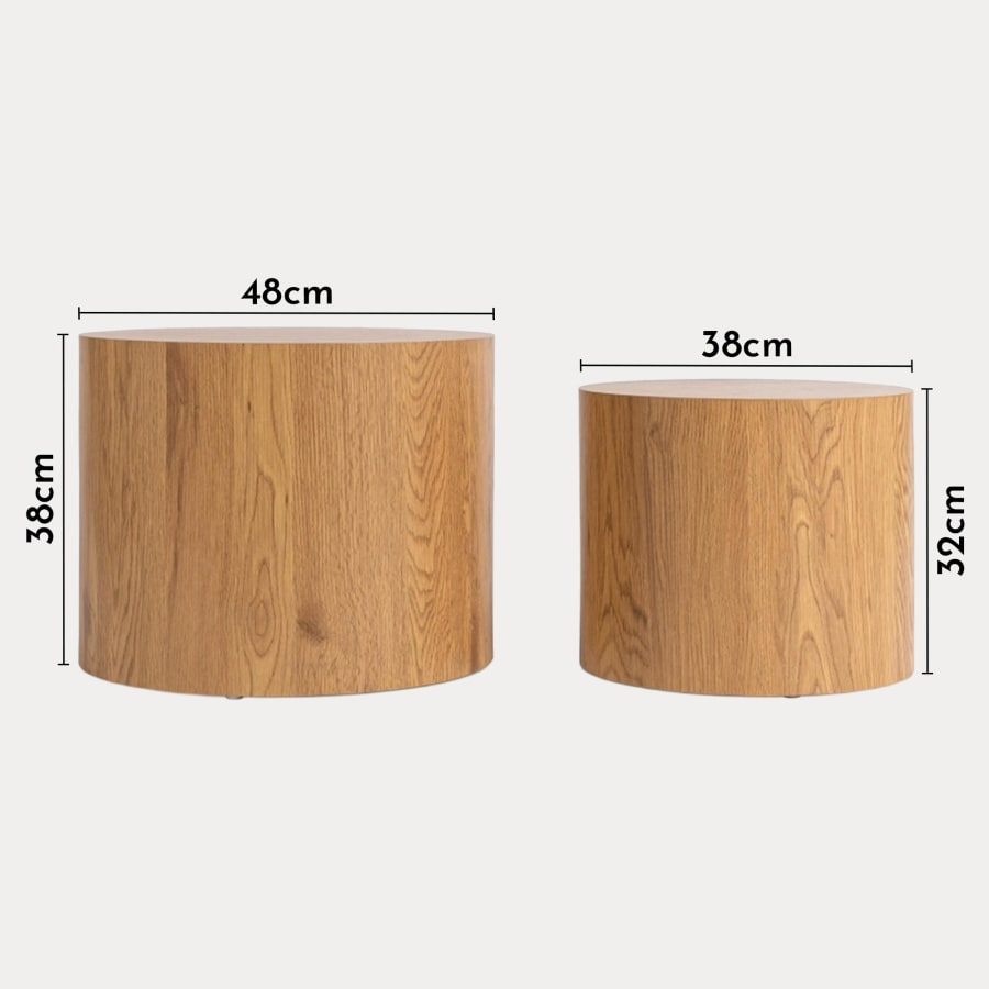 Lot de 2 tables basses couleur bois clair